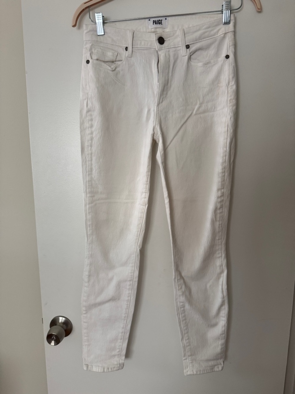 PAIGE Cream White Skinny Jeans